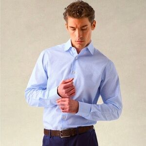 Robert Talbott Estate Tailored Blue Pin Stripe Dress Shirt 100% Cotton 15 1/2